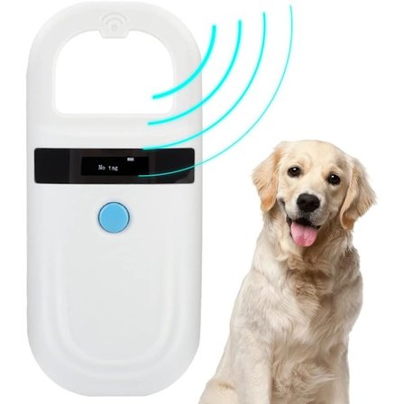 Hund mikrochip läsare, husdjurschip scanner med OLED-display, stöder FDX-B (ISO11784/11785) och EMID mikrochips, för djurhantering.