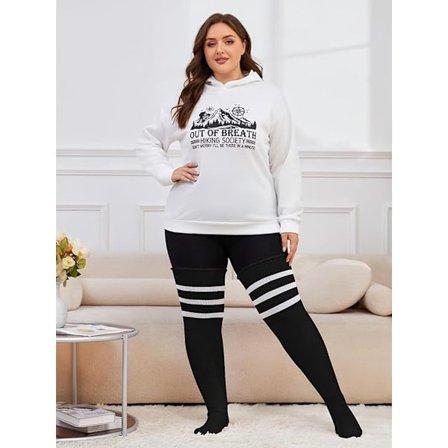 Extra långa knästrumpor för dam i stora storlekar - mjuka och varma - med strumpeband - knähöga strumpor