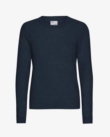 Women Light Merino Wool Crew - Navy Blue L