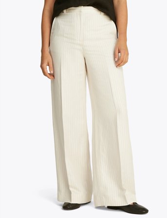 Tommy Hilfiger Viscose Linen Wide Leg Pants - White - 46