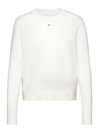 Tjw Essential Crew Neck Sweater Tops Knitwear Jumpers White Tommy Jeans