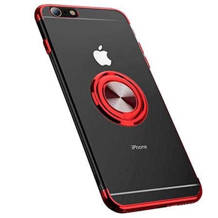 iPhone 6/6S Plus - Silikonskal med Ringhållare Röd
