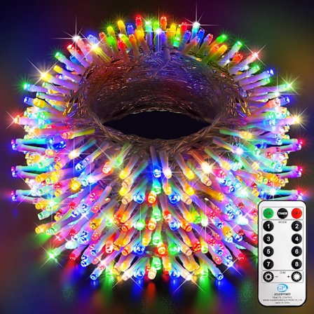 Julelyskæde Udendørs, 1000 LED 120 m 8 Lystilstande Julelys med Fjernbetjening og Timer til Hjemmet, Fødselsdag, Bryllup, Fest