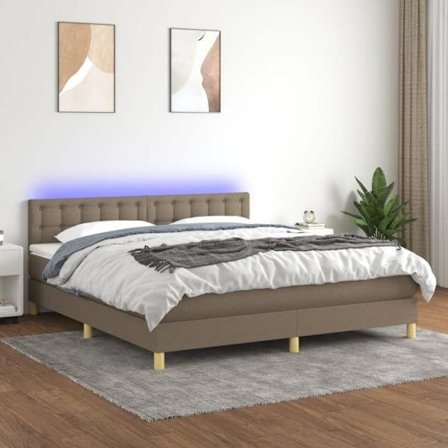 Maison Exclusive - Sängyn lamellikotelo LED-matolla Taupe 180x200 cm Kankaalla