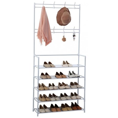 Herzberg Segmented Hallstand Klädhängare med 5 hyllor Skoställ - 80x173cm