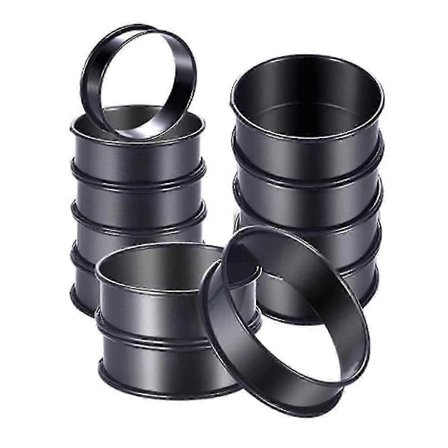 12-pack Non-stick Tårtringar - Rostfritt stål Dubbelvalsade Bakringar, 8 cm