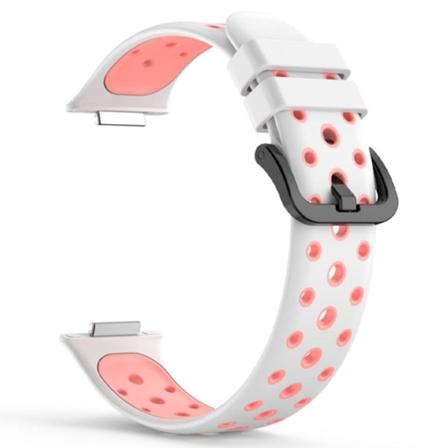Huawei Watch Fit 2 klockarmband i silikon med dubbla färger - Vit / Rosa Vit