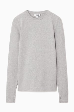 COS Women's Slim Lightweight Long Sleeve Top in Grey