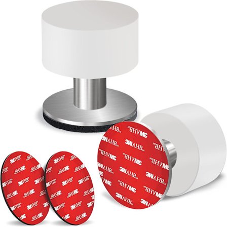 2 st dörrstoppar, självhäftande dörrstopp med gummi och rostfritt stål, dörrskydd för hemmet