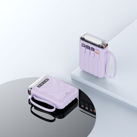 10000 mAh stor kapacitet snabbladdning bärbar powerbank med inbyggd kabel