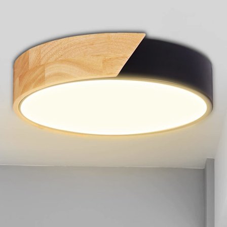 3000K Varmt Hvid Ø30*5CM Træ Rund Loftlampe, Soveværelse Livi