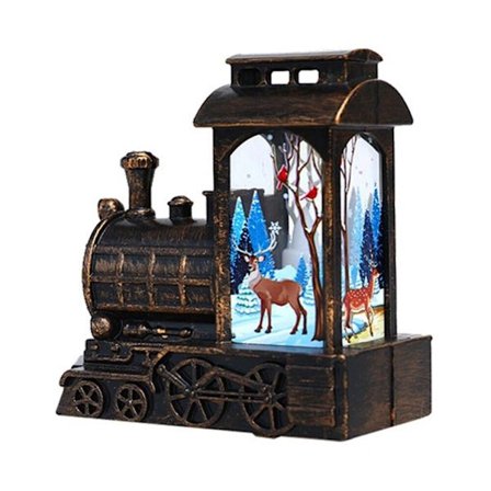 Jul LED Light-Up Lantern Jul Jultomten Snow Globe Lampor Ornament New,Brons