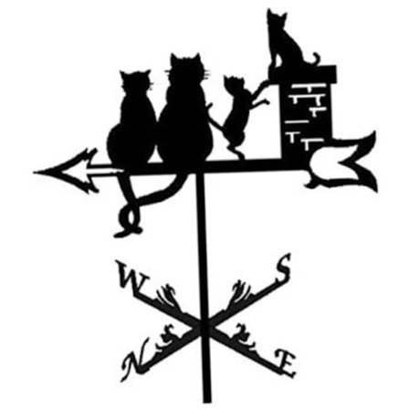 Metallinen tuuliviiri - Puutarhatuuliviiri - Puutarhakaton kiinnike - Kissa