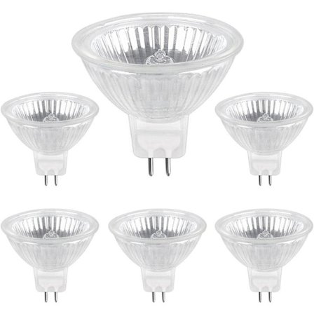 Halogenpære GU5.3 50W 220V, 680lm Varm Hvid 2700K Dæmpbar, MR16 Halogen Spotpære, 6-pak