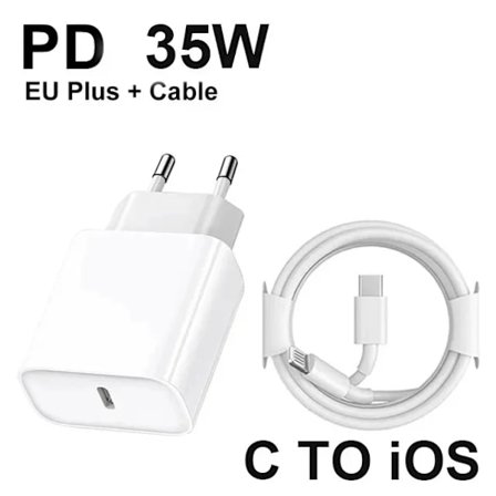 Original PD EU US 35W Snabbladdare för iPhone 16 15 14 13 11 12 Pro Max Plus XS X USB C 1M Snabbladdningskabel Typ-C cargador
