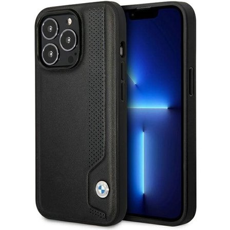 Etui BMW BMHCP14L22RBDK iPhone 14 Pro 6,1" sort/sort hardcase læder blå prikker