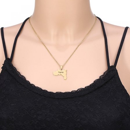 Halsband i rostfritt stål, smycke, karta över Tigray-regionen i Etiopien, modeaccessoarer för män och kvinnor, bästa presenter till familj eller 