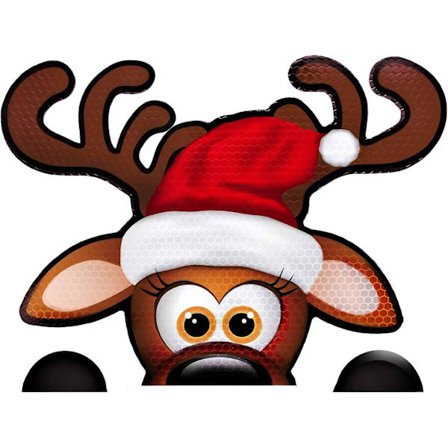 Jumbo Morsom Reinsdyr Magnetisk Reflekterende Julebildekorasjonssett - Morsomt Julenissens Hjelper Ansikt + 2 Hover - Reinsdyr Julebilmagnet