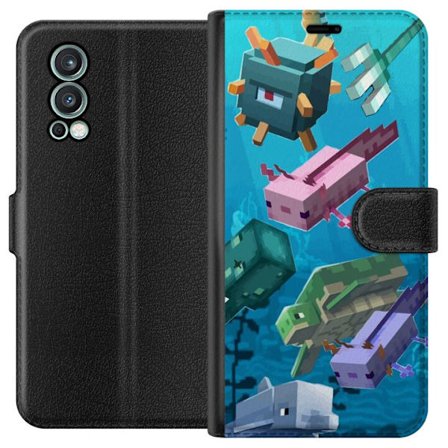 Kompatibelt Lommeboketui til OnePlus Nord 2 5G Minecraft undervannsverden med axolotl og sjødyr fargerik pikselillustrasjon perfekt for Minecraft-fan