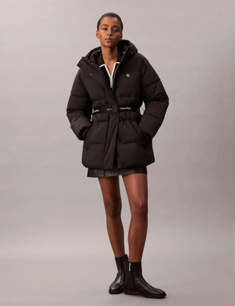 Calvin Klein Jeans Belted Midweight Puffer - Black - XXS
