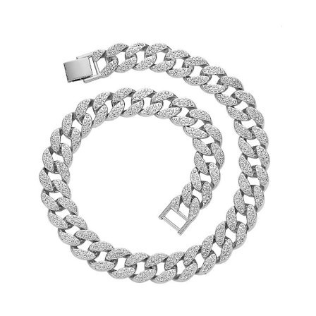 16 tum 18 tum 20 tum 24 tum 30 tum Hip Hop Iced Out Cuban Chain Cuban Link Chain Halsband Bling Bling Smycken Ac002