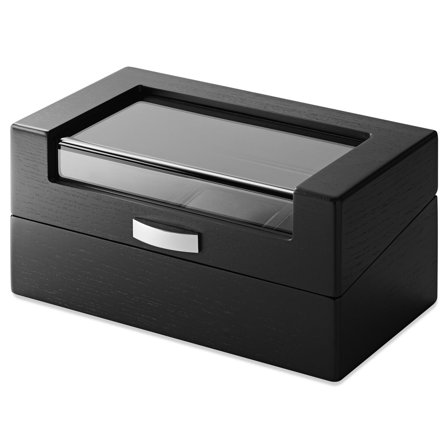 3 Slot Black Veneer Watch Display Box for Men - Watch boxes