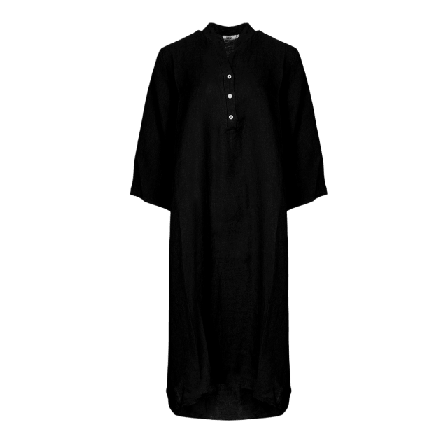 Tiffany 18970p, Long Shirt Dress With Pocket, Linen - Black Klänningar Dam Svart M/L
