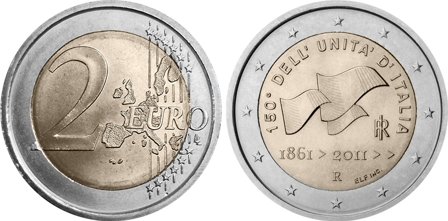 Italy 2011 - 150-året for Italiens forening - 2 euro mønt
