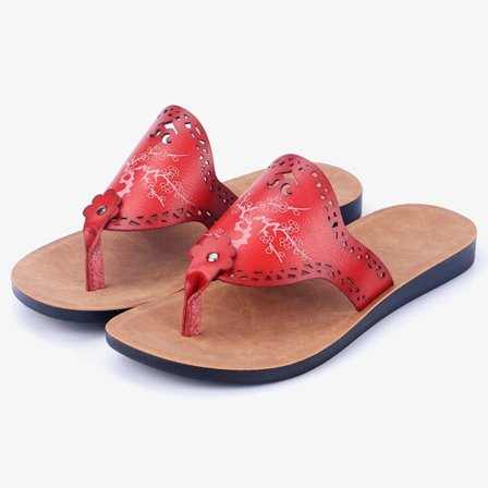 Dame PU Flip-Flops - Åndbare, afslappede, komfortable og skridsikre sommersandaler kompatible med alle førende smartphone-mærker Red 40