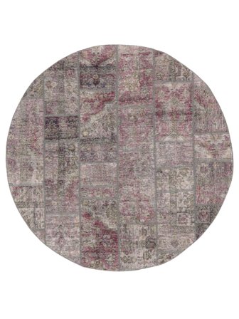 Hand Knotted Persian Patchwork Rug Ø 195 Brown/Dark Red