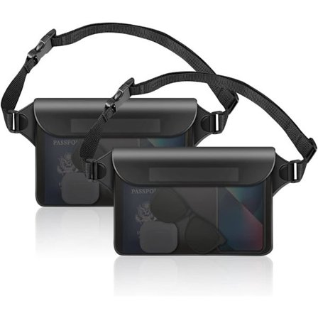 2 stk. Vandtætte poser, Vandtæt pose med justerbar elastisk rem Skærm berørbar Transparent taljepose Tør pose til strand Svømning Snorkling Vandring