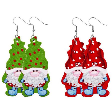 2 stk Jule-Læderøreringe Jule-Dværg Legering Øreringe