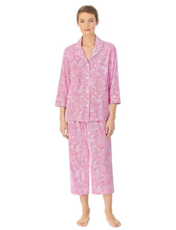 Lauren Ralph Lauren Homewear Lrl Heritage 3/4 Sl Classic Notch Pj Set - Pink - S