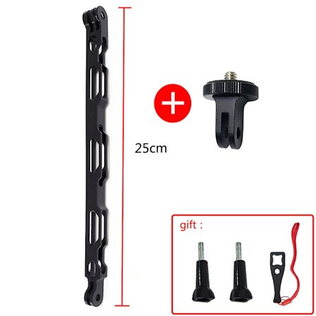 Tuyu Aluminium Selfie Extension Arm Forlænget Stang Sort Beslag Til Insta360 One R X Til Gopro Max Dji Osmo Kamera Tilbehør(25cm-adapter)