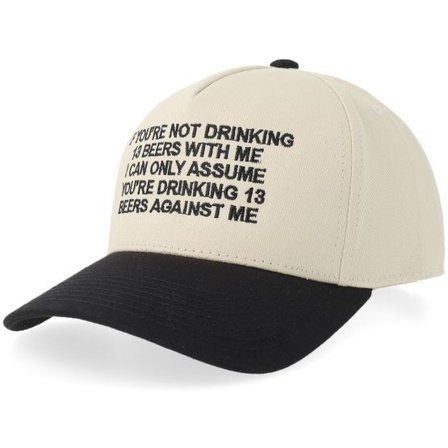 Iconic - Beige adjustable Keps - Drink With Me Script Blank Stone/Black A-frame Adjustable @ Hatstore