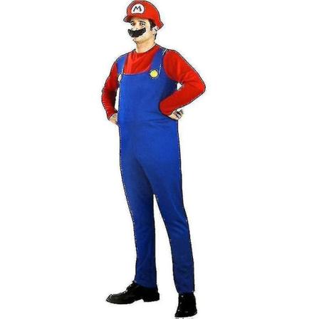 Super Mario Luigi Kostym Vuxen Barn Fancy Dress Outfit Kläder-1 hat