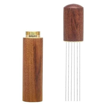 Espresso Kaffeomrører Espresso Distributionsværktøj Bærbare Espresso Distributionsværktøjer, 6 Nåle Rosenfarvet Træ