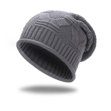 Varme strikhuer til efterår/vinter, buffet-huer i koreansk stil til mænd og kvinder, grå