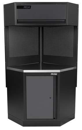 PELA 546481 Hörnskåp till garageinredning 2.0 Grå/svart, Garageinredning & förvaring