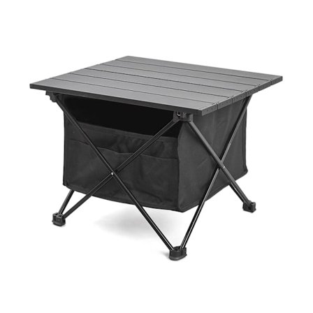 Utendørs Camping Bærbar Sammenleggbar Bord Aluminiumlegering Camping BBQ Gatebod Sidebord Svart S med Oppbevaringspose