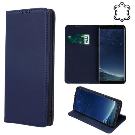 Huawei P40 Lite Plånboksfodral Äkta Läder - Blå Blå