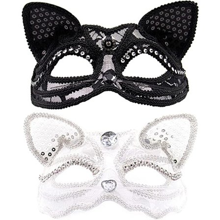 Katt Maske Masquerade Luksus Sexy Katt Maske med Perler Dekorasjon V