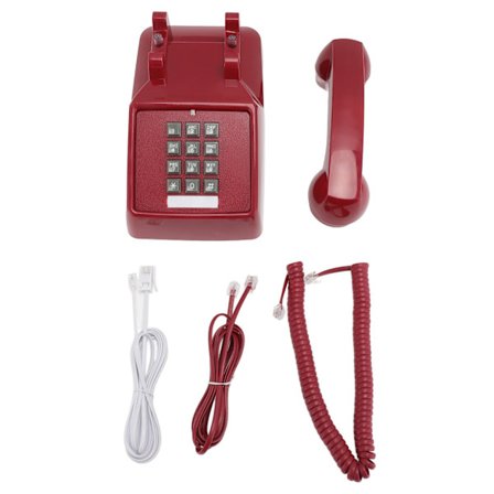 Vintage Telefon med Sladd och Retrostil, Röd