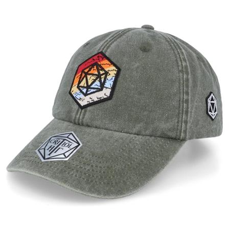 Critiql Hit - Rainbow Hex D20 Patch Vintage Denim Olive Dad Cap Unconstructed Green Cap - @ Hatstore