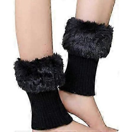 Dame Faux Fur Støvle Manchet Sokker - Strikkede Benvarmere