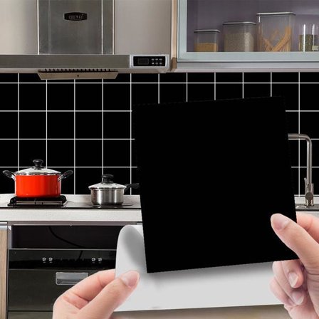 Dekorative fliser, sæt med 24, sort, blank, 150x150 mm