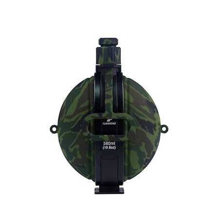 Sammenklappelig militær vandflaske, nydesignet silikone vandkedel-feltflaske med kompas til vandreture, camping og udendørs brug (camouflagegrøn)