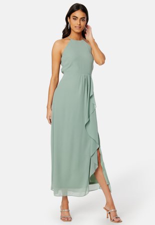 VILA - Milina S/L Maxi Dress - Green Milieu - Kläder - - Bubbleroom