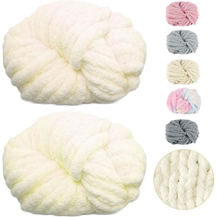 500g (250gx2) Chunky Garn Nøgle Ca. 54m Chenille Chunky Pels Garn Blødt Uld Chunky Garn Blødt Strikkegarn til Hæklet Tæppe Halstørklæder Huer