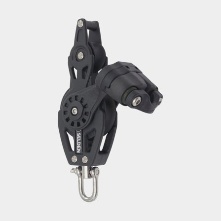 Bloque de violín con grillete Seldén BBB 40, giratorio, con rodamientos, con punto de anclaje & mordaza, para cabos Ø3 - 7 mm